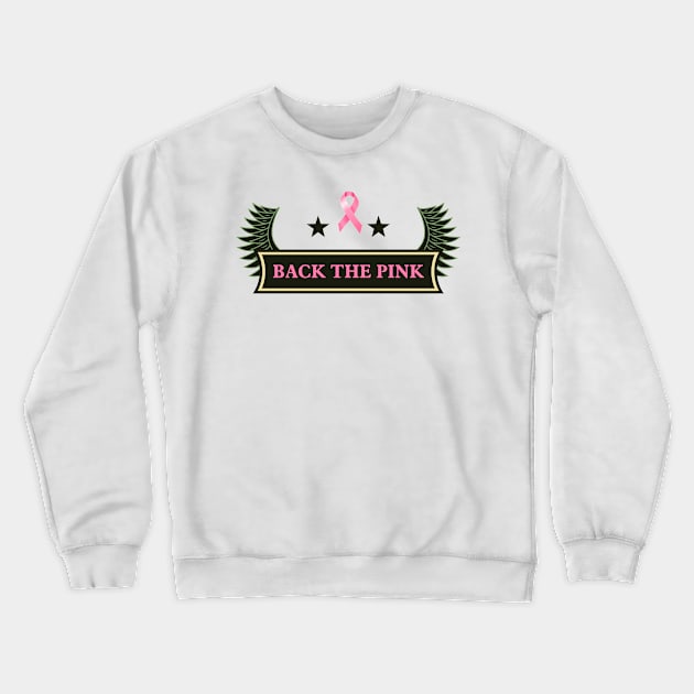 Back the pink breast cancer awareness Military tag Crewneck Sweatshirt by Novelty-art